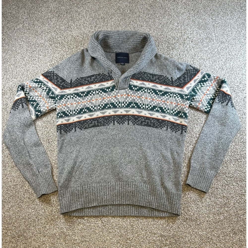 American Eagle Outfitters Sweater Mens Sz M‎ Wool Blend Shawl Collar